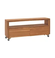 Tv Stand with Wheels 43.3"x11.8"x15.7" Solid Wood Teak