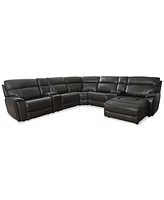 Closeout! Hutchenson 132.5" 7-Pc. Zero Gravity Leather Sectional with 2 Power Recliners, Chaise and Consoles, Created for Macy's