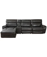 Closeout! Hutchenson 127.5" 4-Pc. Zero Gravity Leather Sectional with 2 Power Recliners, Chaise and Console, Created for Macy's