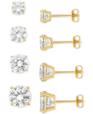 Giani Bernini 4-Pc. Set Cubic Zirconia Graduated Solitaire Stud Earrings in 18k Gold-Plated Sterling Silver, Created for Macy's