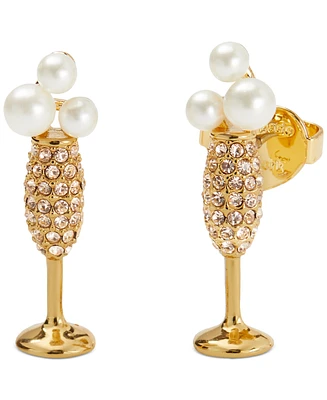 Kate Spade New York Gold-Tone Crystal & Imitation Pearl Champagne Stud Earrings