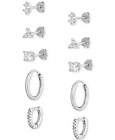 Giani Bernini 5-Pc. Set Cubic Zirconia Stud & Hoop Earrings in Sterling Silver, Created for Macy's