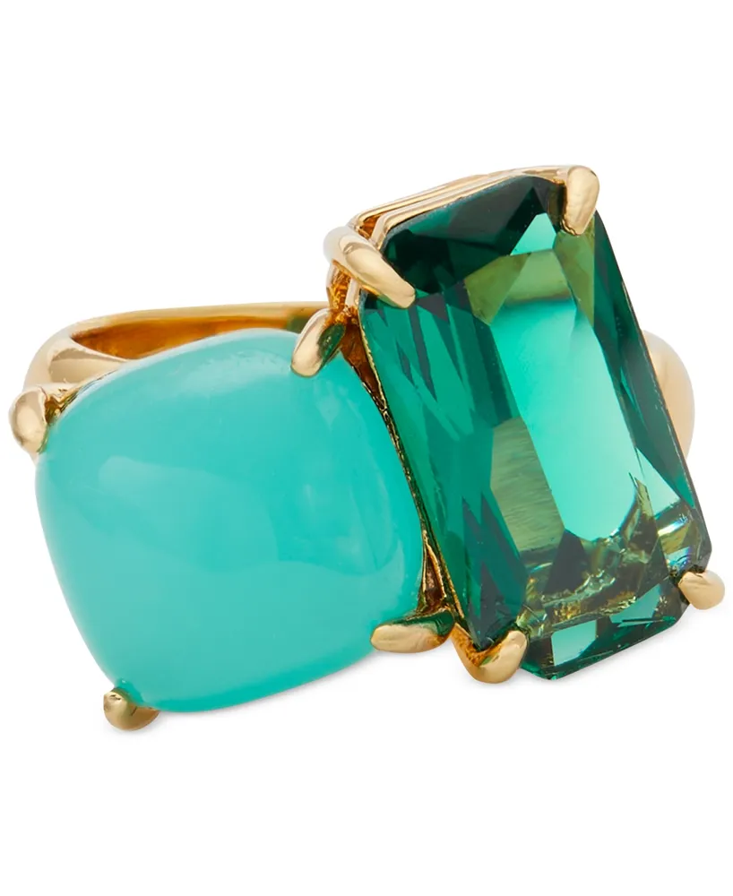 Kate Spade New York Gold-Tone Double Crystal Statement Ring