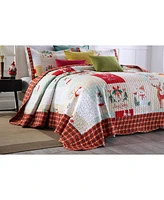 MarCielo 3 Piece Christmas Quilt Bedspread Set B023