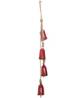 Rosemary Lane Metal Handmade Tibetan Inspired Decorative Cow Bell with Jute Hanging Rope, 4" x 3" x 29"