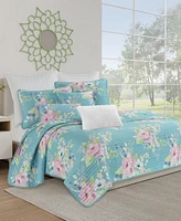 J by J Queen Esme Floral -Pc Quilt Set