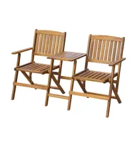 Folding Patio Bench with Tea Table 55.1" Solid Acacia Wood