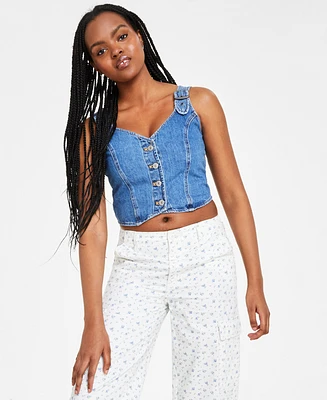Levi's Women's Charlie Fitted Denim V-Neck Cropped Top