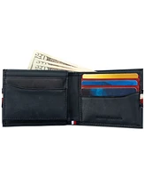 Men's Denim Stripe Overlay Leather Rfid Passcase Wallet