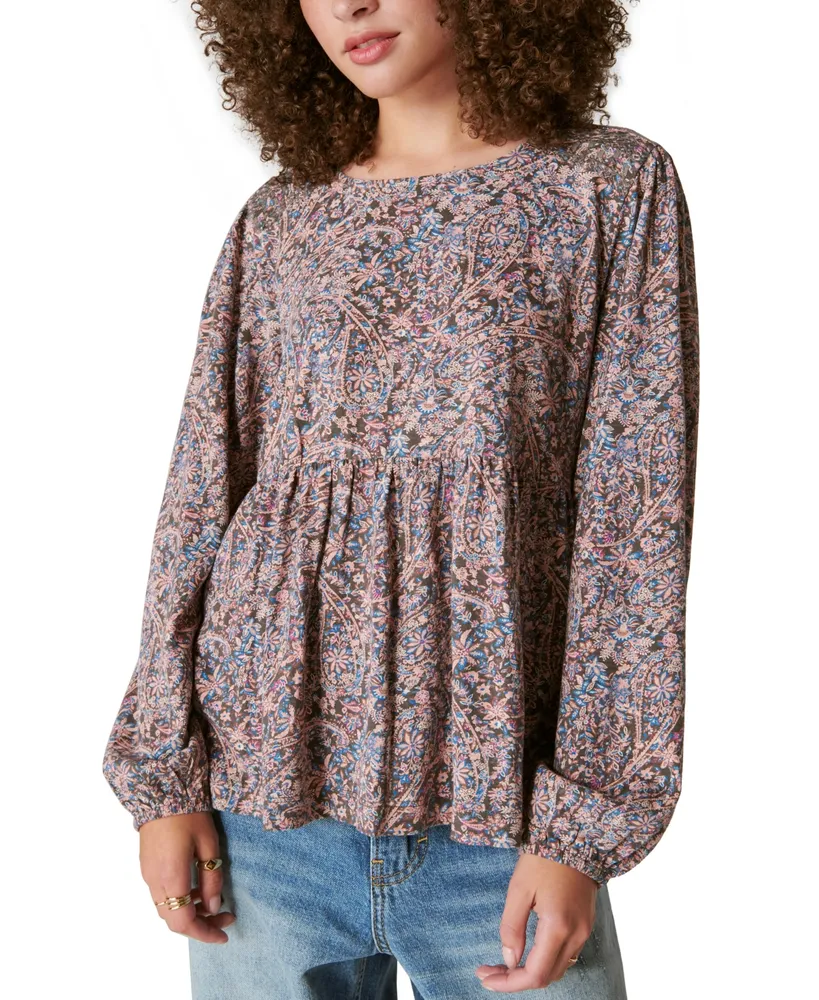 Free People Womens Long Sleeve Babydoll Top Small