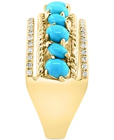 Effy Turquoise & Diamond (1/5 ct. t.w.) Openwork Statement Ring in 14k Gold