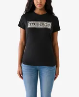 True Religion Women's Short Sleeve Sequins Crew T-shirt
