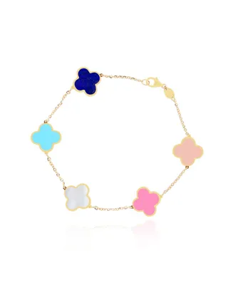 The Lovery Large Pastel Mixed Clover Bracelet 14K Gold