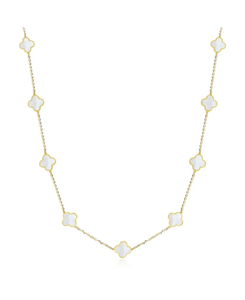 The Lovery Mini Mother of Pearl Clover Necklace 14K Gold