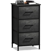 Sorbus Nightstand with 3 Drawers - Steel Frame, Wood Top & Easy Pull Fabric Bins - Perfect for Home, Bedroom, Office & College Dorm