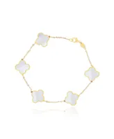 The Lovery Mother of Pearl Clover Bracelet 14K Gold