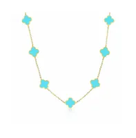 The Lovery Small Turquoise Clover Necklace 14K Gold