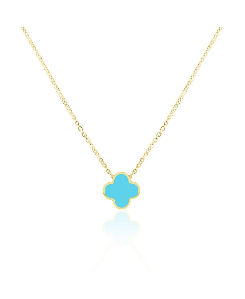 The Lovery Small Turquoise Single Clover Necklace 14K Gold