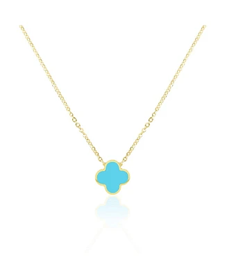 The Lovery Small Turquoise Single Clover Necklace 14K Gold