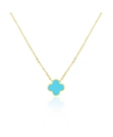 The Lovery Turquoise Single Clover Necklace 14K Gold