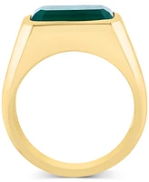 Effy Men's Green Onyx Solitaire Ring in Gold-Plated Sterling Silver