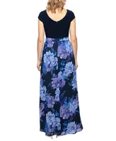 Sl Fashions Women's Mixed-Media Maxi Dress