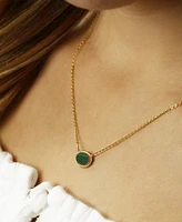 Malachite Oval Rope-Framed Pendant Necklace 14k Gold, 18" + 1" extender (Also Lapis Lazuli)