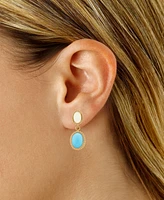 Opal & Turquoise Oval Rope-Framed Double Drop Earrings in 14k Gold