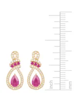 Emerald (1-1/5 ct. t.w.) and Diamond (1/4 Drop Earrings 14k Yellow Gold (Also Available Ruby)