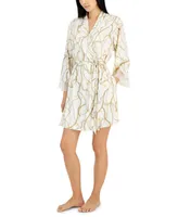 I.n.c. International Concepts Women's Lace-Trim Stretch Satin Robe, Created for Macy's
