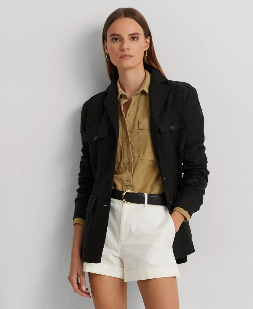 Lauren Ralph Women's Belted Cotton-Linen Herringbone Jacket