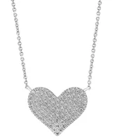 Effy Diamond Pave Heart 14" Pendant Necklace (1/3 ct. t.w.) in Sterling Silver