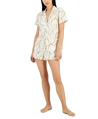 I.n.c. International Concepts Women's 2-Pc. Stretch Satin Notch Collar Pajamas Set, Created for Macy's