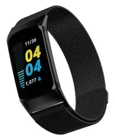 WITHit Unisex Black Stainless Steel Mesh Band Compatible with Fitbit Charge 5 and 6