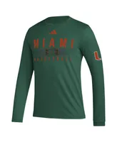 Men's adidas Green Miami Hurricanes Practice Basketball Pregame Aeroready Long Sleeve T-shirt