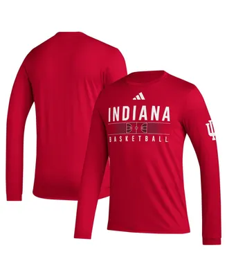 Men's adidas Crimson Indiana Hoosiers Practice Basketball Pregame Aeroready Long Sleeve T-shirt