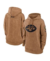 Women's Nike Brown Distressed New York Jets 2023 Salute to Service Pullover Hoodie