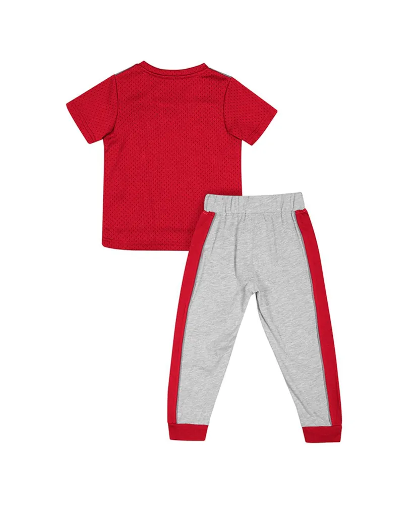 Toddler Boys and Girls Colosseum Scarlet, Heather Gray Ohio State Buckeyes Ka-Boot-It Jersey Pants Set