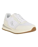 Calvin Klein Women's Piper Lace-Up Platform Casual Sneakers - White, Beige Multi