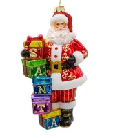 Kurt Adler 7" Bellissimo Glass Santa with Gift Boxes Ornament