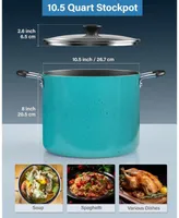 Cook N Home Nonstick Stockpot with Lid, 10.5 Quarts, Turquoise (2697)