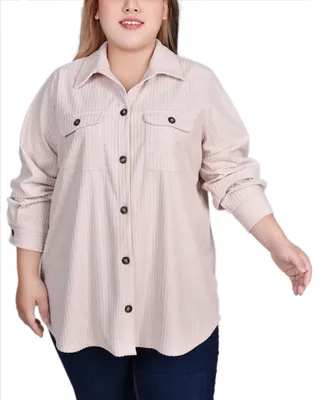 Ny Collection Plus Long Sleeve Corduroy Shirt Jacket