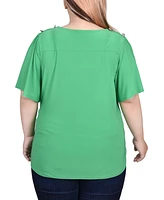 Ny Collection Plus Short Sleeve Wrap Top