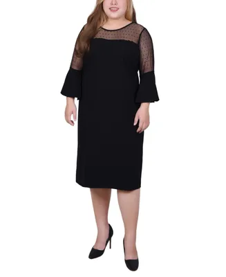 Ny Collection Plus Illusion Neck Scuba Dress