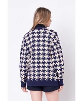 Women's Knit Houndstooth Cardigan