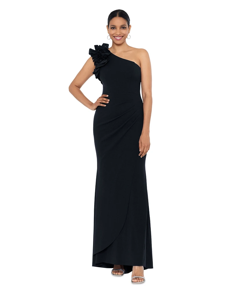 Xscape Women's Ruffled One-Shoulder Gown