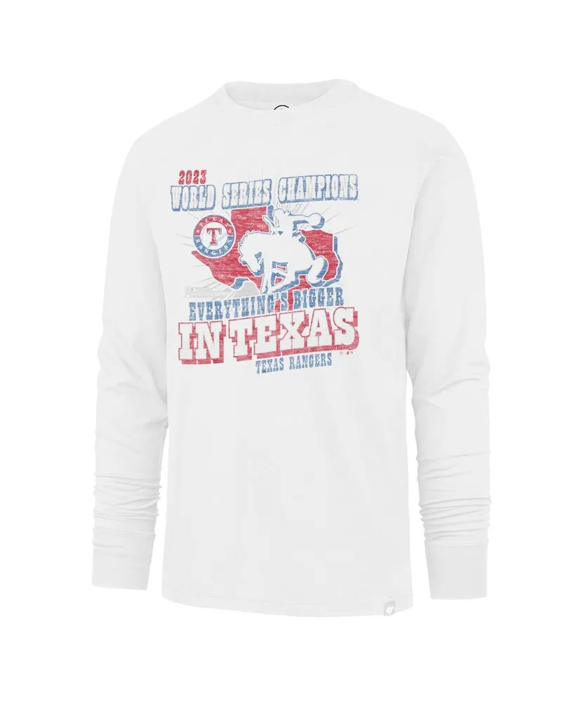 Men's '47 Brand White Texas Rangers 2023 World Series Champions Local Playoff Franklin Long Sleeve T-shirt
