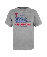 Preschool Boys and Girls Fanatics Heather Gray Texas Rangers 2023 World Series Champions Locker Room T-shirt