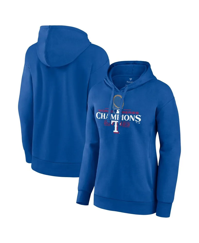 Women's Fanatics Royal Texas Rangers 2023 World Series Champions Plus Trophy Logo Pullover Hoodie