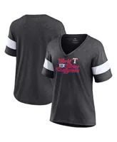 Women's Fanatics Heather Charcoal Texas Rangers 2023 World Series Champions Appeal Play Tri-Blend V-Neck T-shirt